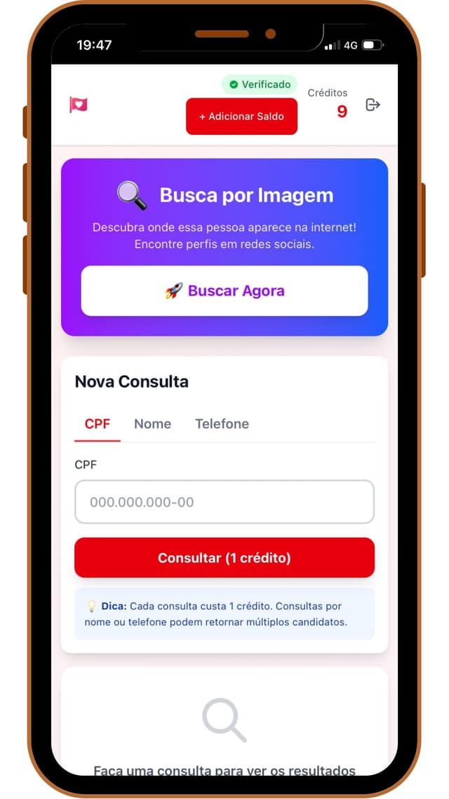 Tela inicial do FlagCheck mostrando opção de Busca por Imagem