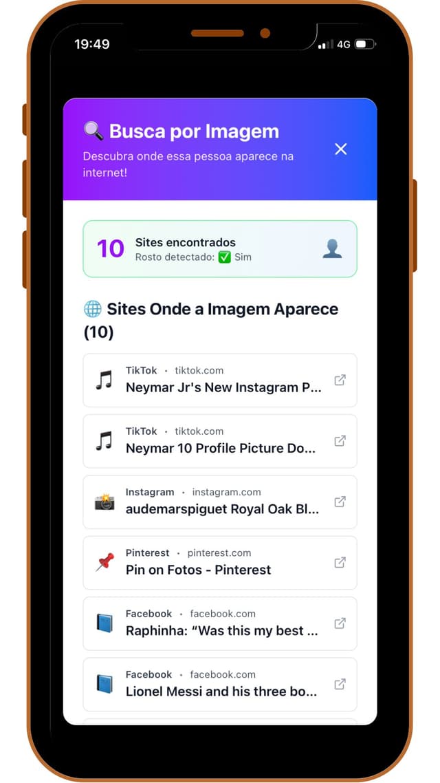 Lista de sites onde a imagem foi encontrada: TikTok, Instagram, Pinterest, Facebook