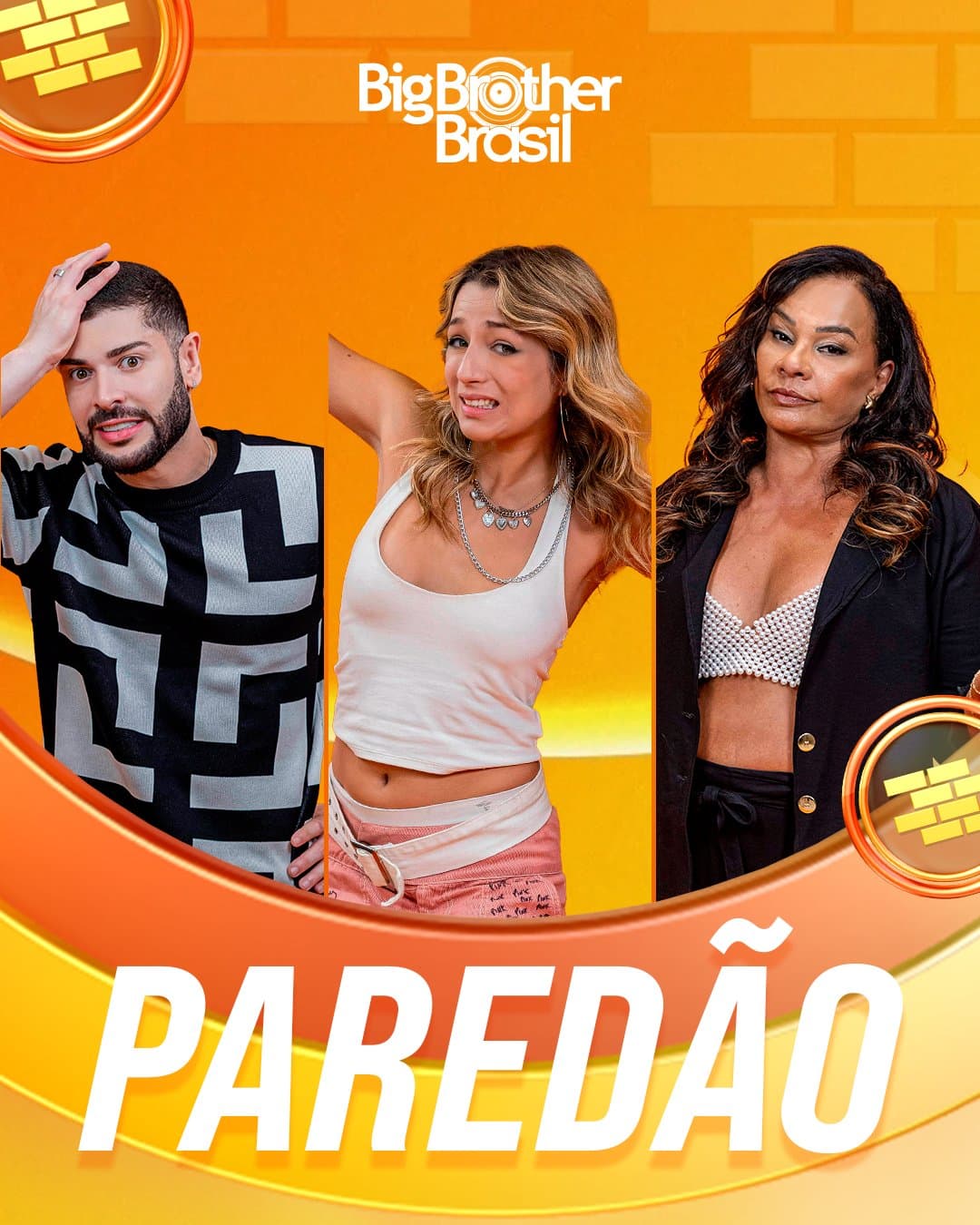 5º Paredão BBB 26: Marcelo, Samira e Solange Couto