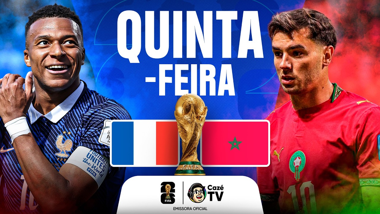 🇫🇷 França x Marrocos 🇲🇦 ao vivo na CazéTV — quartas de final da Copa 2026
